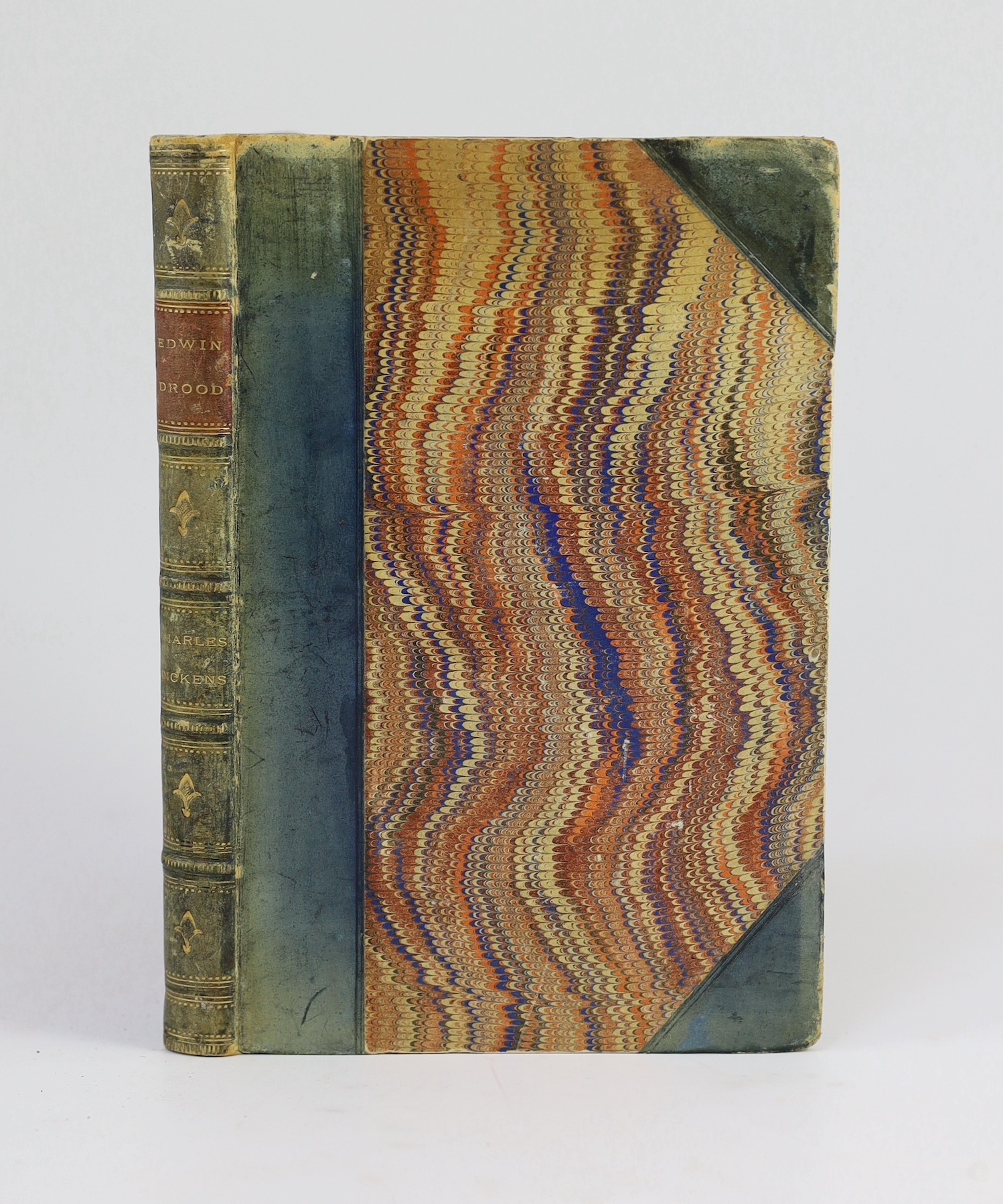 Dickens, Charles - The Mystery of Edwin Drood, 1st edition in book form, 3 vols, 8vo, quarter calf with marbled boards, illustrated with portrait, title and 12 plates by Samuel Luke Fildes, ink ownership inscription to f